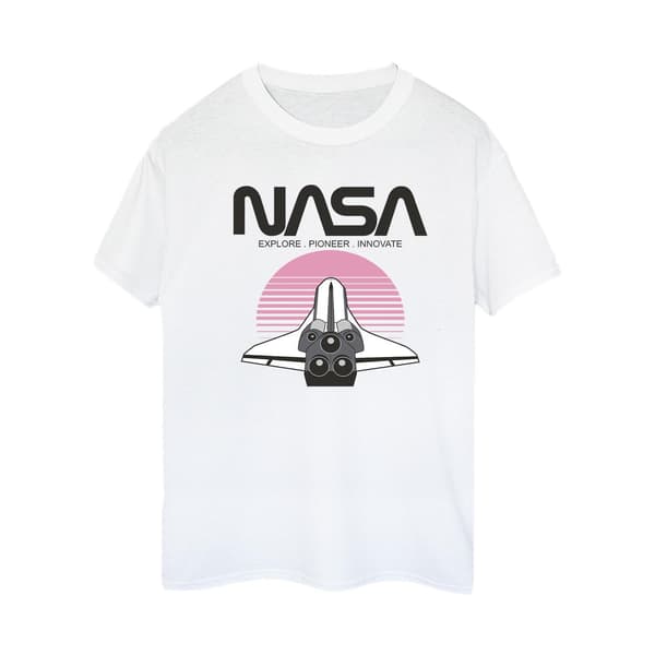 NASA Dam/Dam Space Shuttle Sunset Bomull Boyfriend T-shirt White M