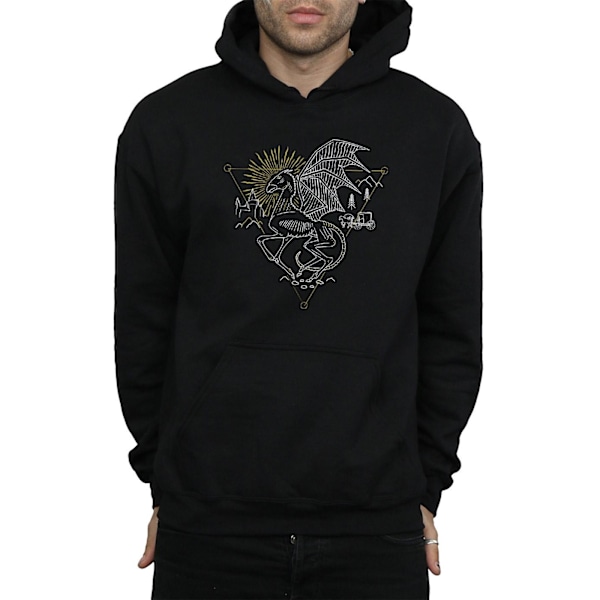 Harry Potter Thestral Line Art Hoodie för män 3XL Svart Black 3XL