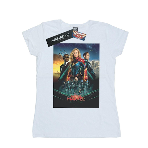 Marvel Womens/Ladies Captain Marvel Movie Starforce Poster Bomull T-shirt White S