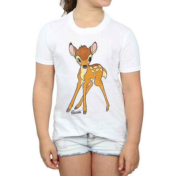 Bambi Girls Classic Cotton T-Shirt 7-8 år Vit White 7-8 Years