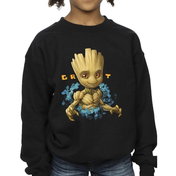 Guardians Of The Galaxy Girls Groot Flowers Sweatshirt 9-11 Ja Black 9-11 Years