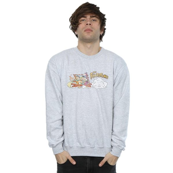 The Flintstones Herr Familjebil Distressed Sweatshirt XXL Sport Sports Grey XXL