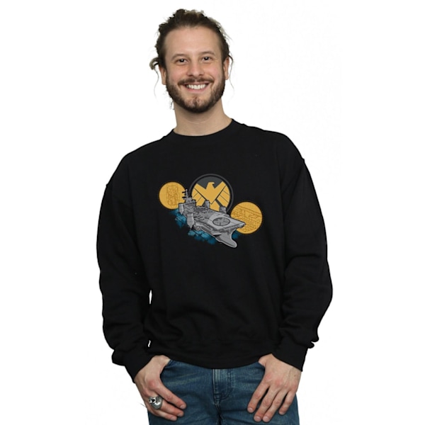 Marvel Mens S.H.I.E.L.D. Hellicarrier Sweatshirt XXL Svart Black XXL