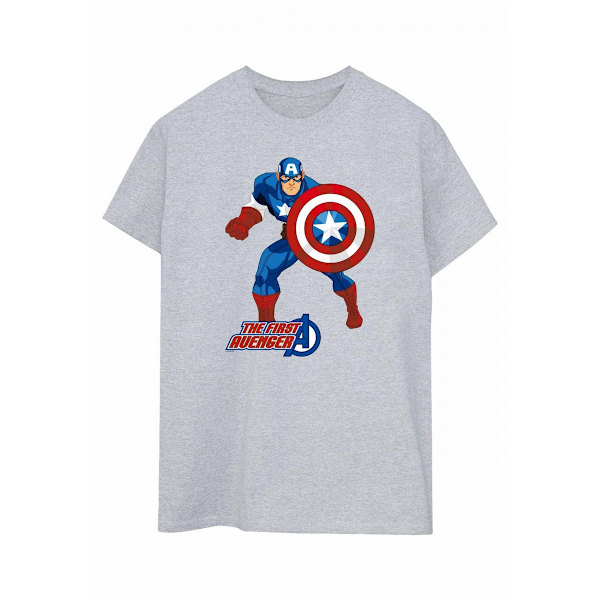 Captain America Dam T-shirt för kvinnor/damer The First Avenger Boyfriend Sports Grey/Blue/Red XXL