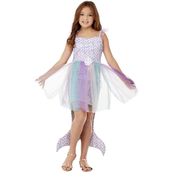 Smiffys Flicka Sjöjungfru Snäckskal Kostym Klänning 7-9 År Lila Purple 7-9 Years
