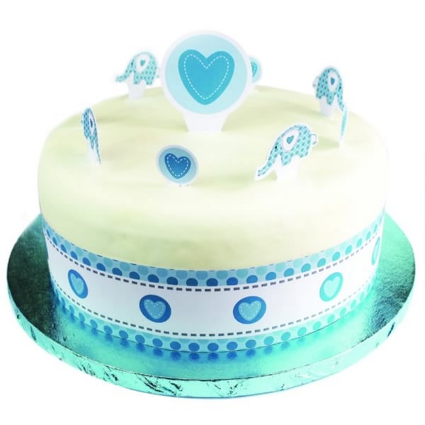 Kreativ elefantdesign födelsedagsfest tårta toppers med pinne Blue One Size