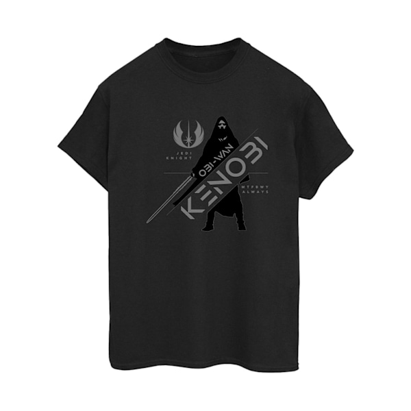 Star Wars Dam/Damer Obi-Wan Kenobi Jedi Knight Bomull Boyfriend T-shirt S Svart Black S