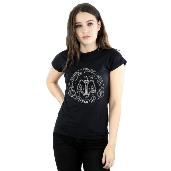 Harry Potter Dam/Dam Hufflepuff bomull T-shirt M Svart Black M