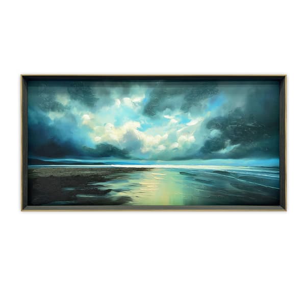 Jago Thomas Seashore Storm Clouds l Handmålad Inramad Duk Blue One Size