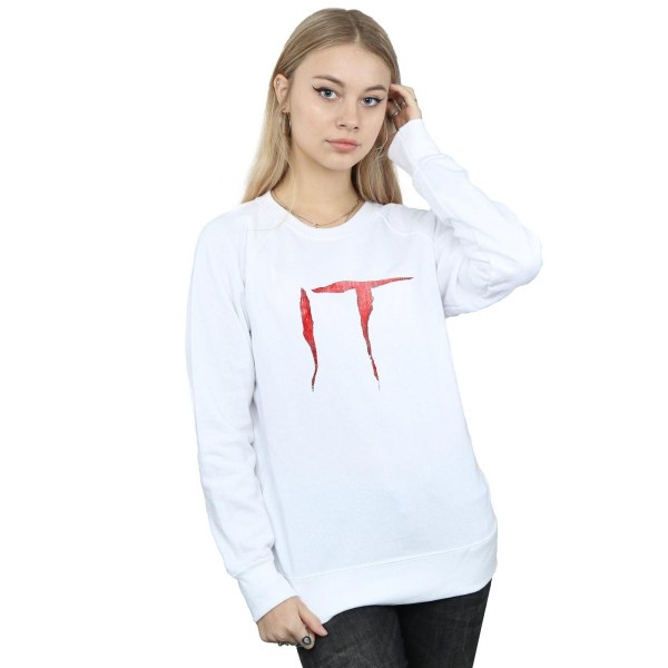 It Dam/Ladies Distressed Logo Sweatshirt S Vit White S