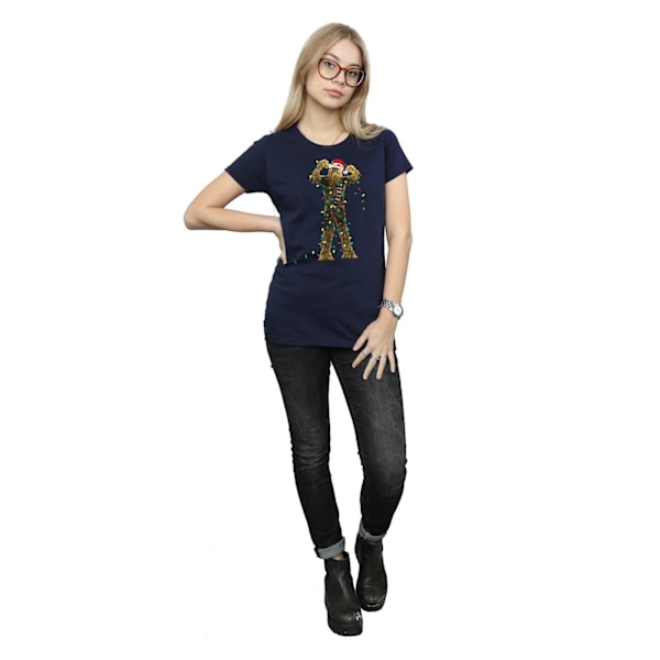Star Wars Dam/Kvinnor Chewbacca Julbelysning Bomull T-shirt Navy Blue XXL