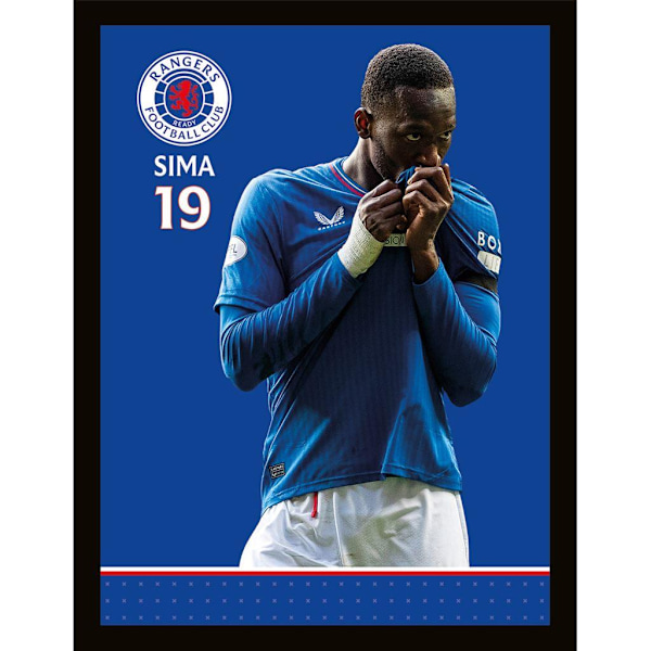 Rangers FC Sima Crest inramad affisch 40cm x 30cm Blå/Vit/Röd Blue/White/Red 40cm x 30cm