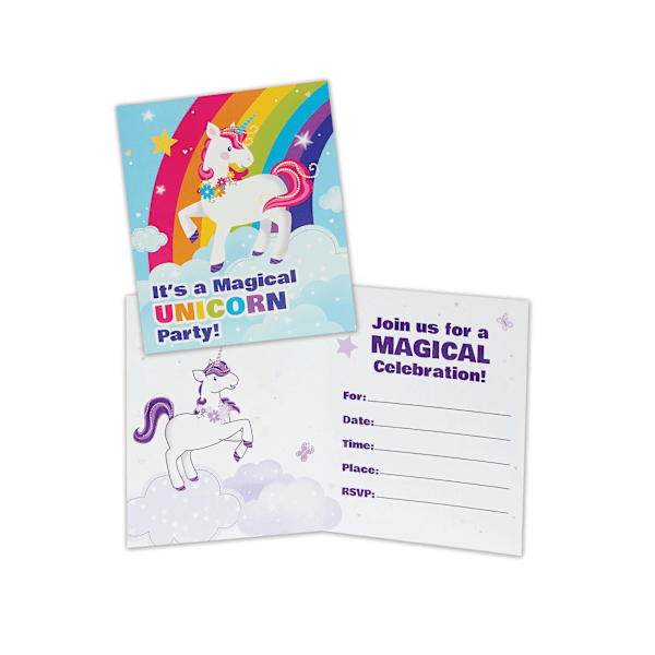 Bristol Novelty Fairytale Unicorn Inbjudningar (Paket med 8) En S Multicoloured One Size