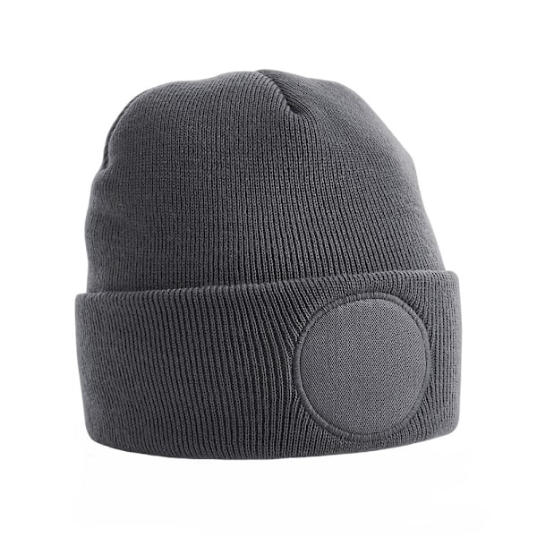 Beechfield Unisex Rund Stickad Mössa med Patch och Vikbar Kant, One Size, Grafit Graphite Grey One Size