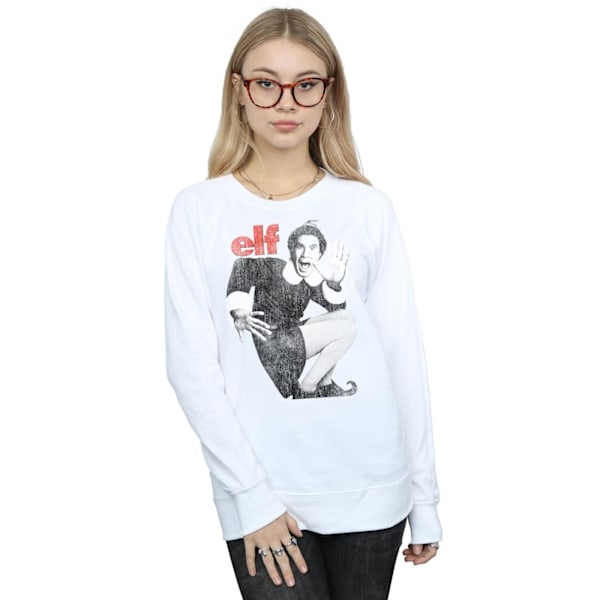 Elf Dam/Damer Mono Distressed Poster Sweatshirt S Vit White S