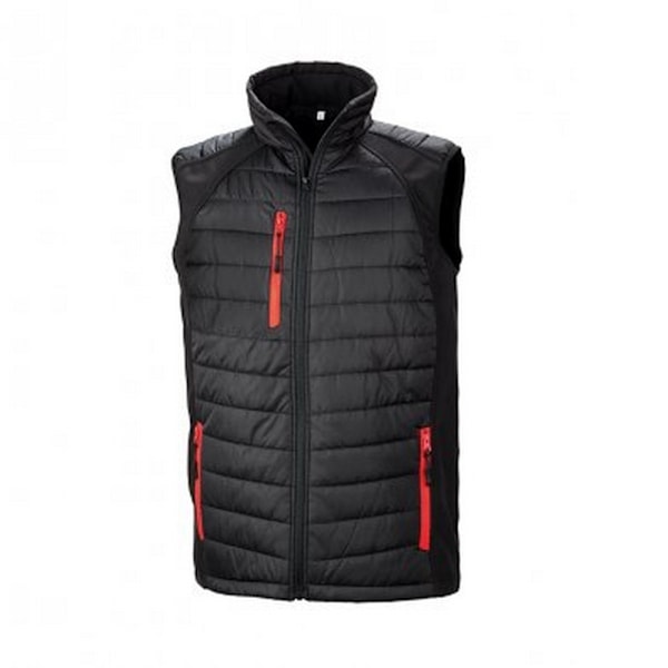 Result Herr Svart Compass Vadderad Soft Shell Väst 3XL Svart/Röd Black/Red 3XL