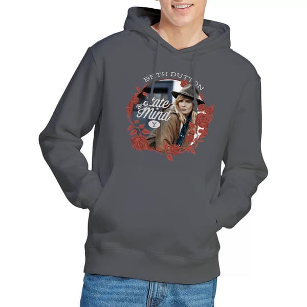 Yellowstone Herr State Beth Dutton Hoodie XL Kolgrå Charcoal XL