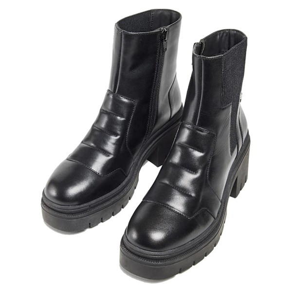 POD Dam/Kvinnor Lillian Ankelstövletter med Klack i Läder 5.5 UK Sva Black 5.5 UK