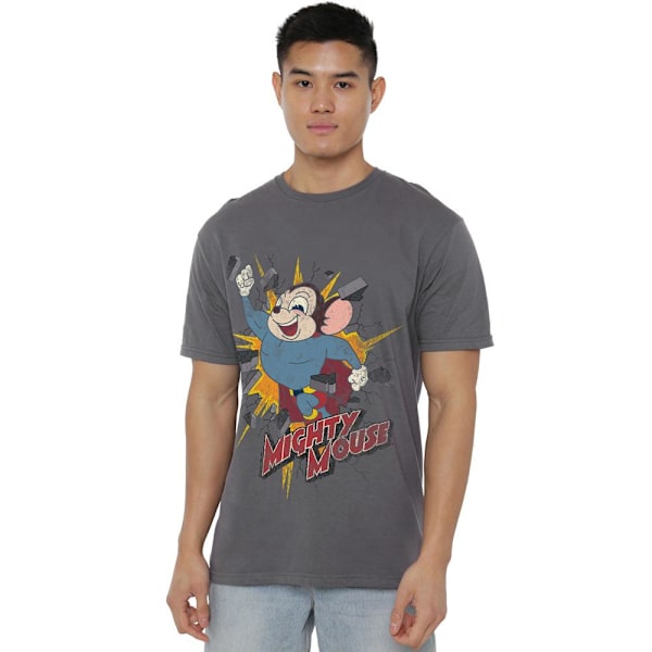 Mighty Mouse Herr T-shirt Break Through Stl L Kolgrå Charcoal L