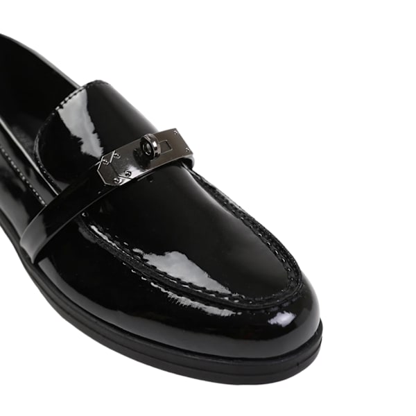 Where's That From Monaco Metalldetalj Breda Loafer för Kvinnor/Damer Black Patent 4 UK Wide