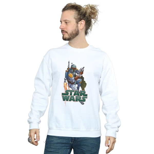 Star Wars Mens Boba Fett Fired Up Sweatshirt M Vit White M