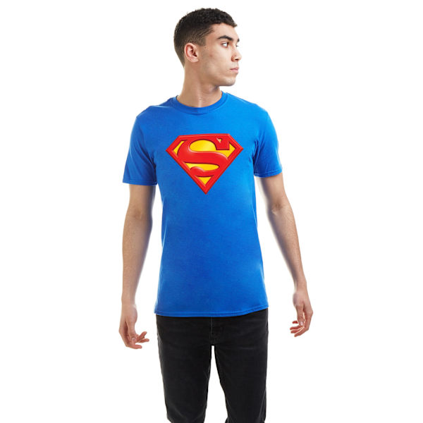 Superman Herr Präglad Logotyp T-Shirt S Kungsblå Royal Blue S