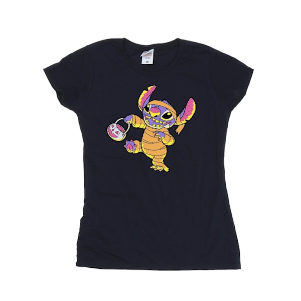 Lilo & Stitch Dam/Kvinna Trick Or Treat Bomulls-T-shirt S Marinblå Navy Blue S