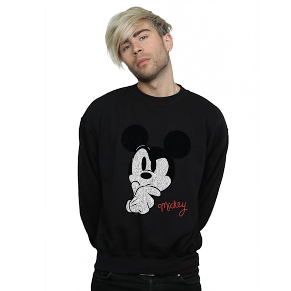 Disney Herr Mickey Mouse Distressed Ponder Sweatshirt S Svart Black S
