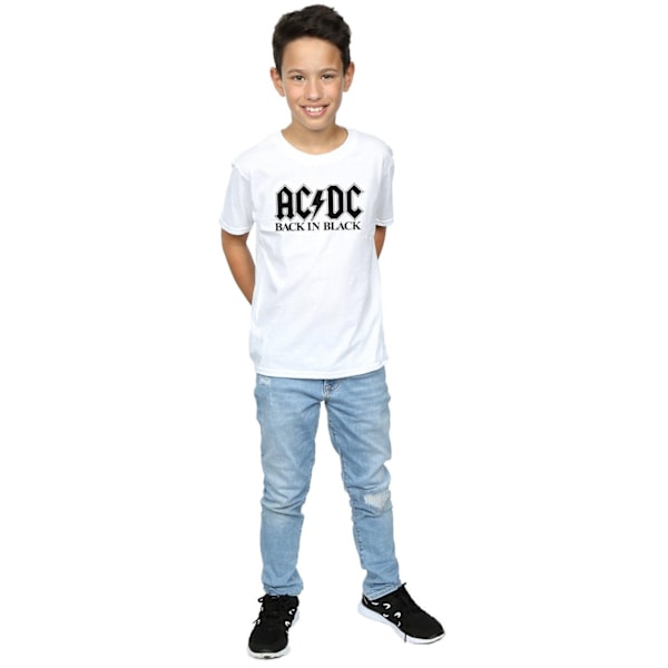 AC/DC Boys Back in Black Logo T-Shirt 12-13 år Vit White 12-13 Years