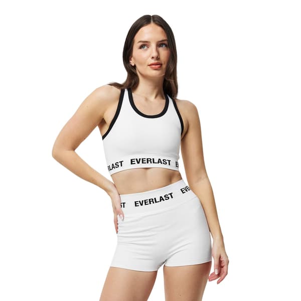Everlast Dam Logotyp Croppad Sport-BH 8 UK Vit White 8 UK