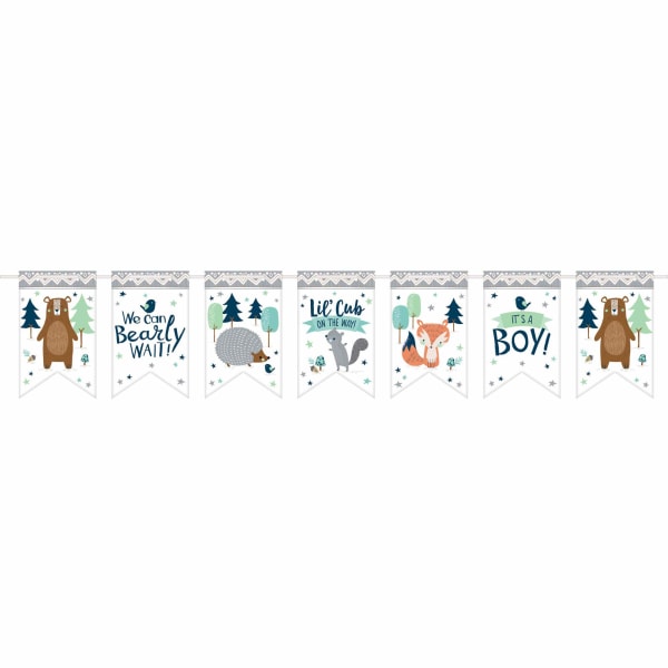 Amscan Bear ly Wait Vimpel Baby Shower Banner One Size Vit/G White/Grey One Size