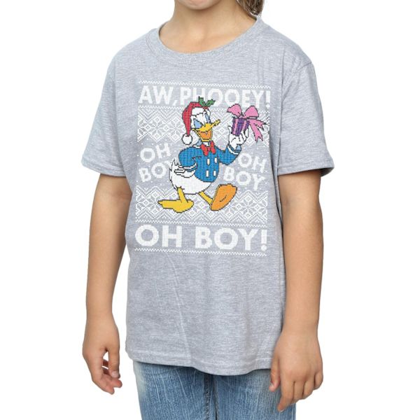 Disney Girls Donald Duck Jul Fair Isle Bomull T-shirt 7-8 Sports Grey 7-8 Years