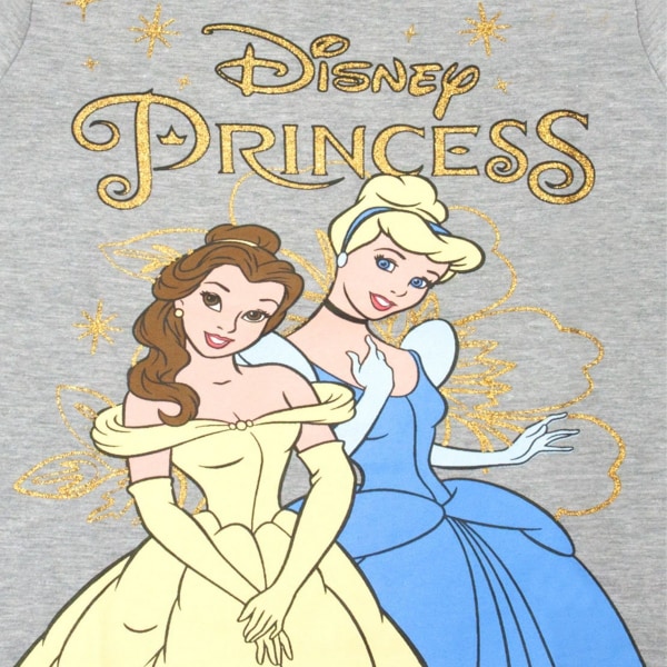 Disney Princess Girls Glitter långärmad T-shirt 2-3 år Gr Grey Marl/Yellow/Blue 2-3 Years