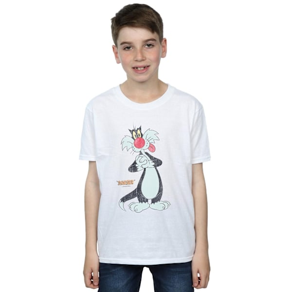 Looney Tunes Boys Sylvester Distressed T-Shirt 9-11 år Vit White 9-11 Years