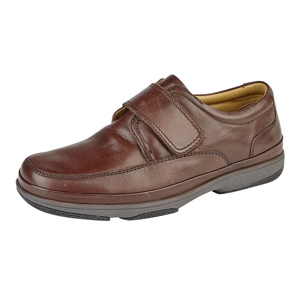 Roamers herr läder bred passform touch stängning casual skor 10 U Brown 10 UK