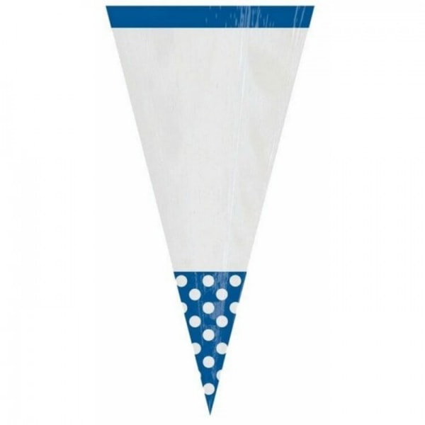 Amscan Polka Dot Plastic Cone Party-påsar (pack med 10 ) One Size White/Royal Blue One Size
