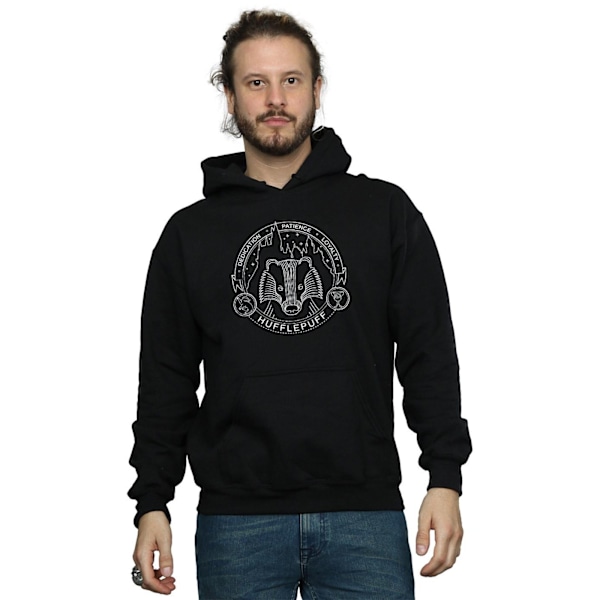 Harry Potter Hufflepuff Seal Hoodie L Svart Black L