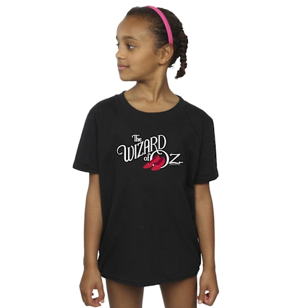Trollkarlen från Oz flickor Ruby Slippers logotyp bomull T-shirt 12-13 Black 12-13 Years