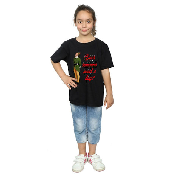 Elf Girls Hug Buddy Bomull T-shirt 7-8 år Svart Black 7-8 Years