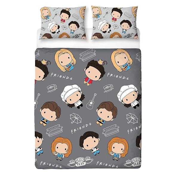 Friends Chibi Vändbart Påslakanset Dubbel Multicolored Multicoloured Double