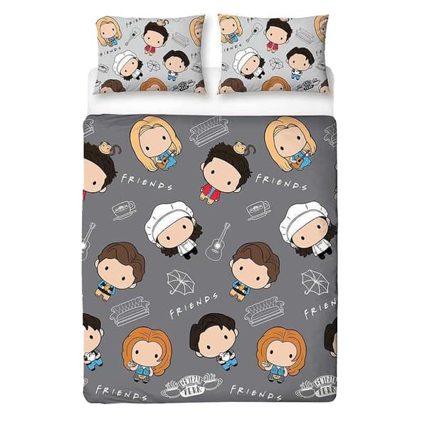 Friends Chibi Vändbart Påslakanset Enkelt Flerfärgat Multicoloured Single