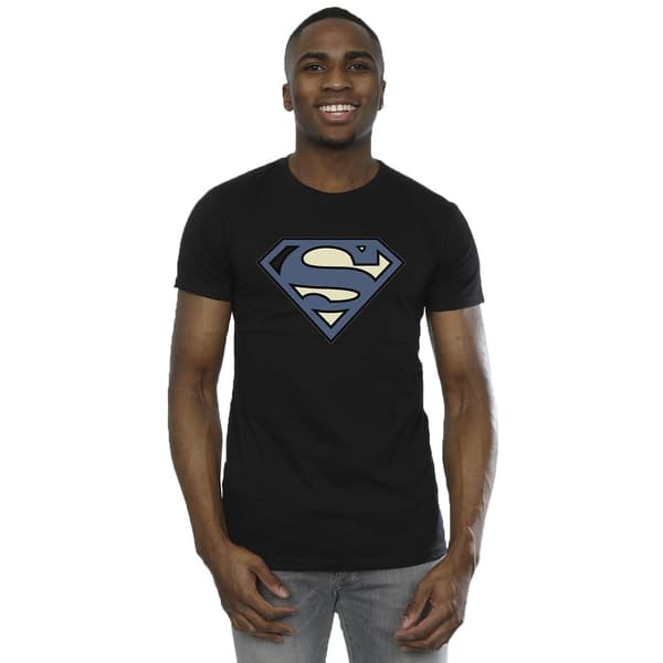 DC Comics Herr Superman Indigo Blå Logotyp T-Shirt S Svart Black S