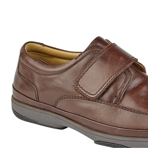 Roamers herr läder bred passform touch stängning casual skor 10 U Brown 10 UK