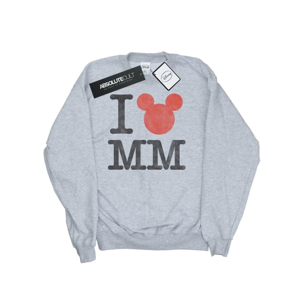 Disney Womens/Ladies Mickey Mouse I Love Mickey Sweatshirt L He Heather Grey L