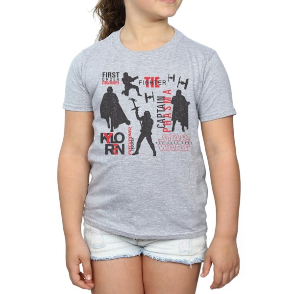 Star Wars Girls The Last Jedi First Order Silhouettes Bomull T-shirt Sports Grey 7-8 Years