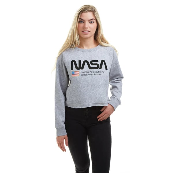 NASA National Aeronautics Crop-tröja för kvinnor/damer L Grå Grey Marl L