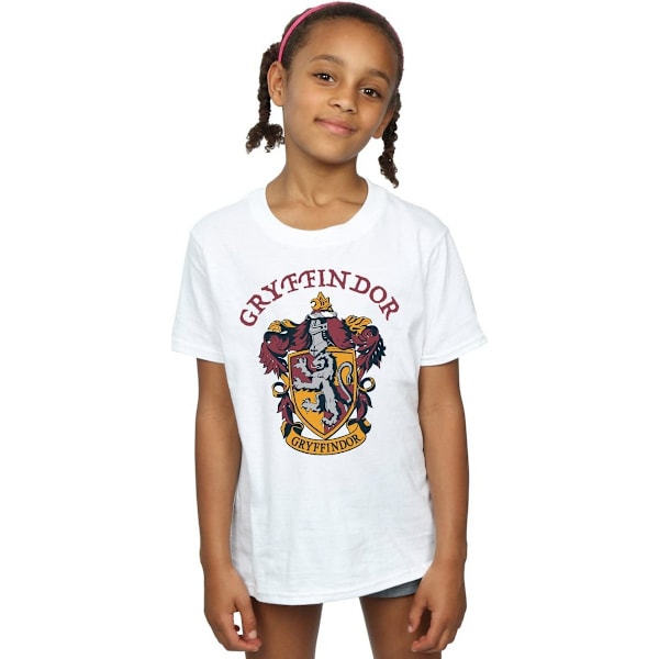 Harry Potter T-shirt i bomull för flickor, Gryffindor, 7-8 år, vit White 7-8 Years