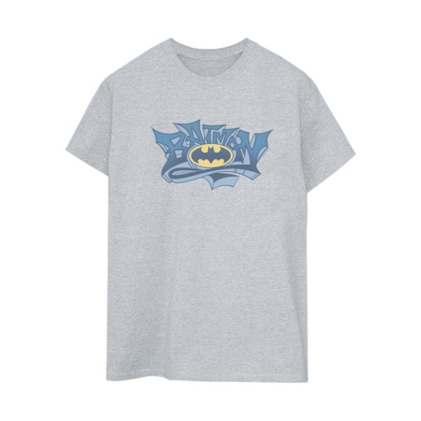 DC Comics Dam/Kvinnor Batman Graffiti Logo Bomull Boyfriend T Sports Grey S