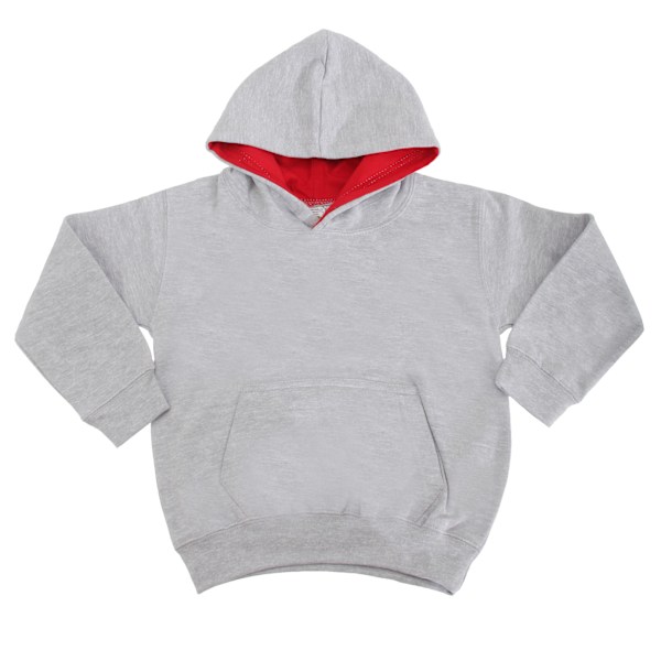 Awdis Kids Varsity Hooded Sweatshirt / Hoodie / Skolkläder 9-11 Heather Grey/Fire Red 9-11