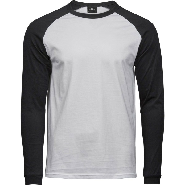 Tee Jays Herr Långärmad baseball T-shirt M Vit/Svart White/Black M